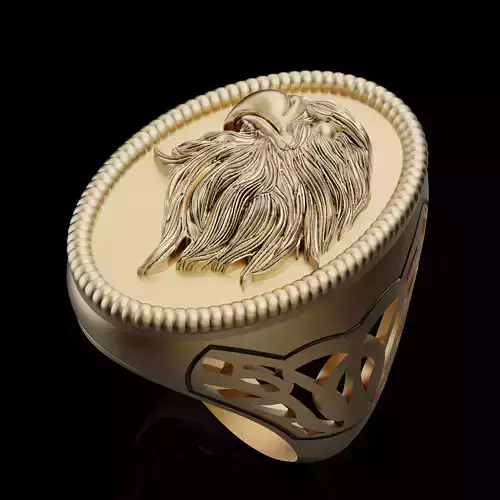 Eagle ring silver gold sterling printable jewelry 3D model