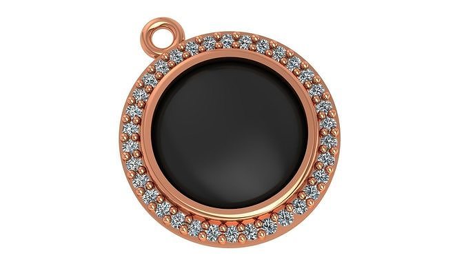 Round Black Enamel Paint Pendant Necklace 3D print model