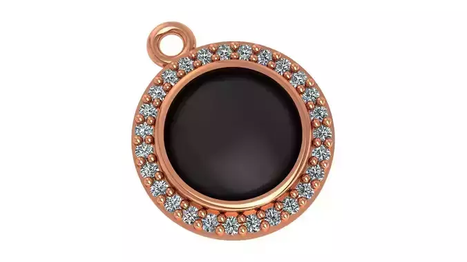 Round Black Enamel Paint Pendant Necklace