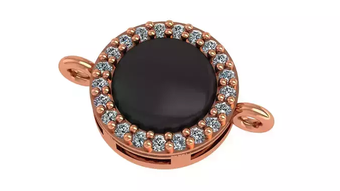 Round Black Enamel Paint Pendant Necklace