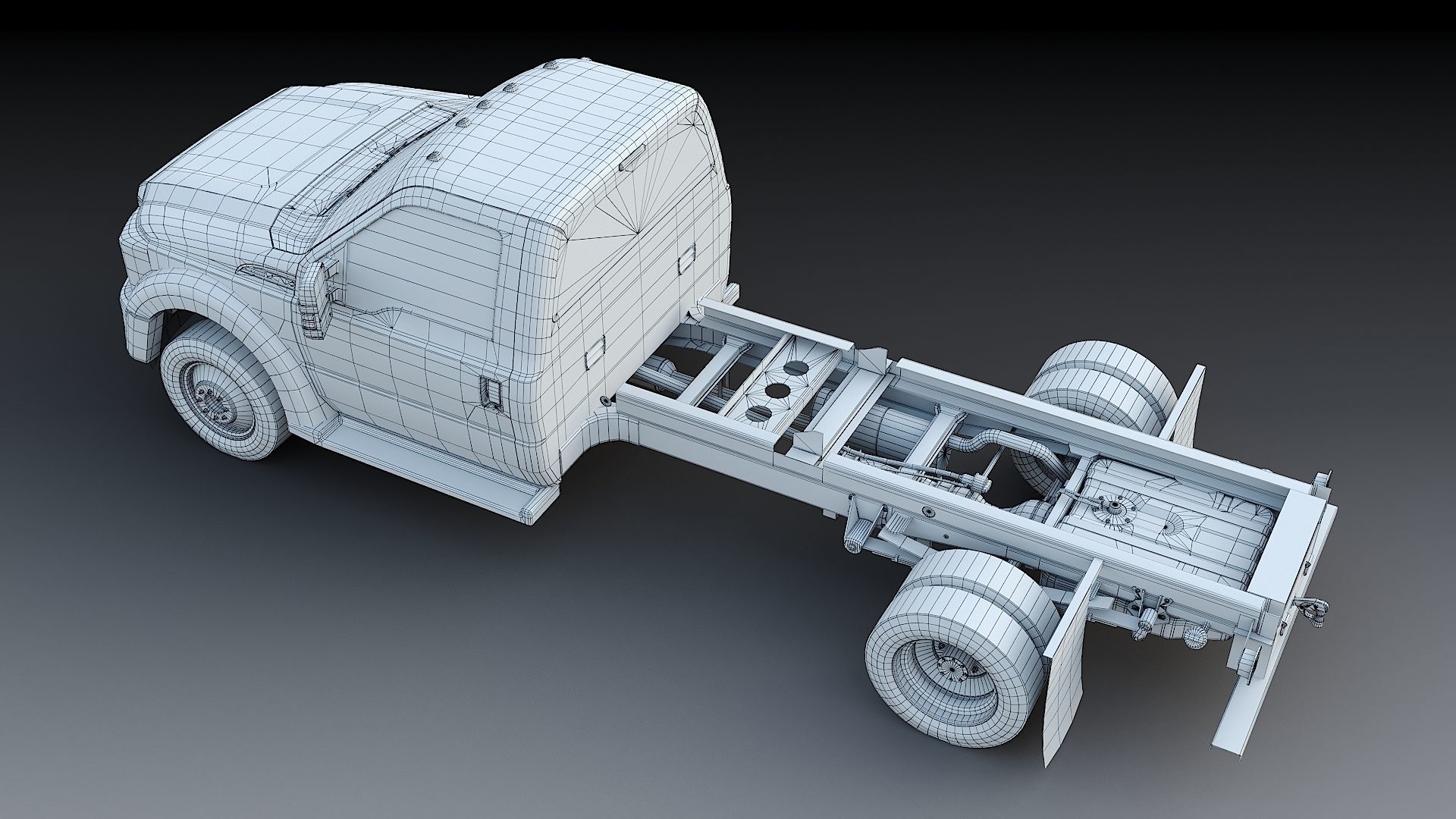 Dump truck with Snowplow Low-poly 3D model_39