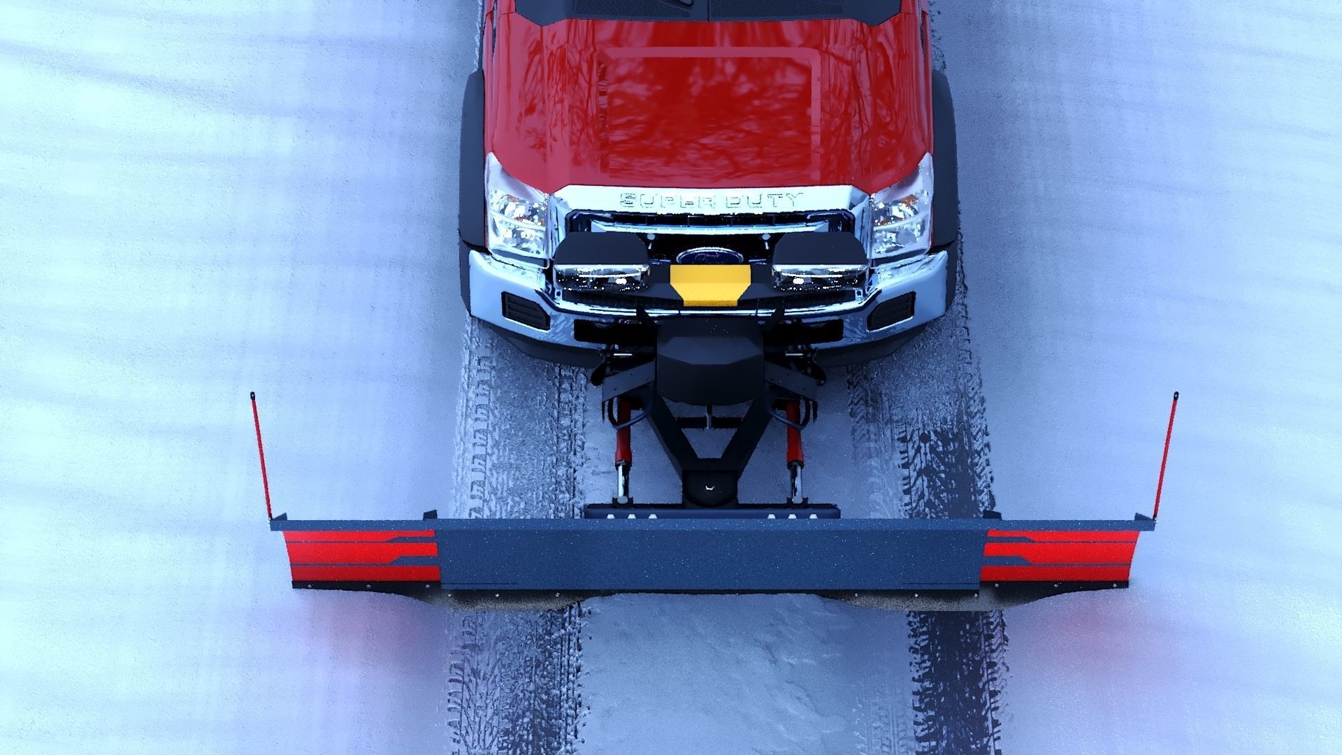 Dump truck with Snowplow Low-poly 3D model_33