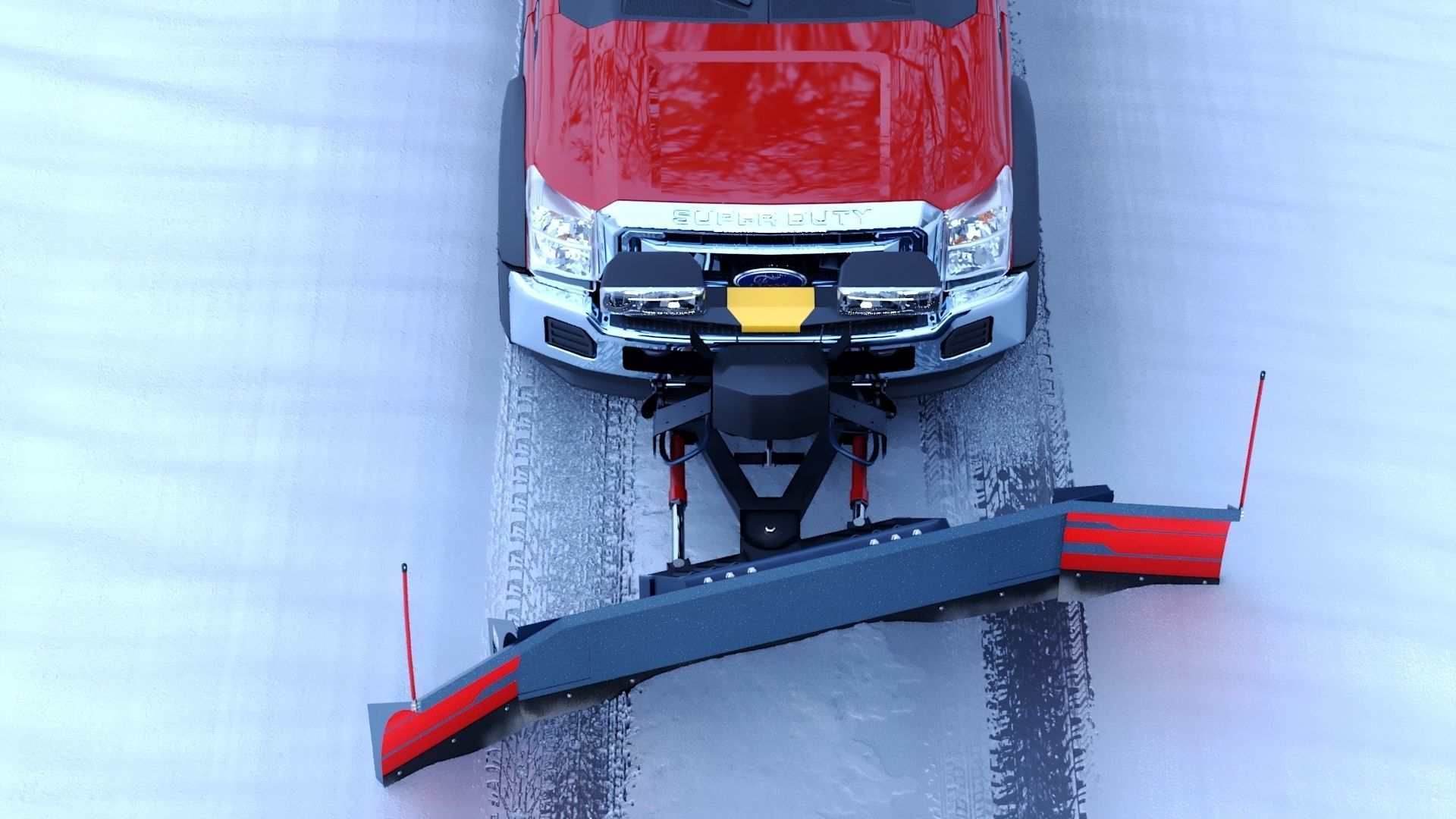 Dump truck with Snowplow Low-poly 3D model_36