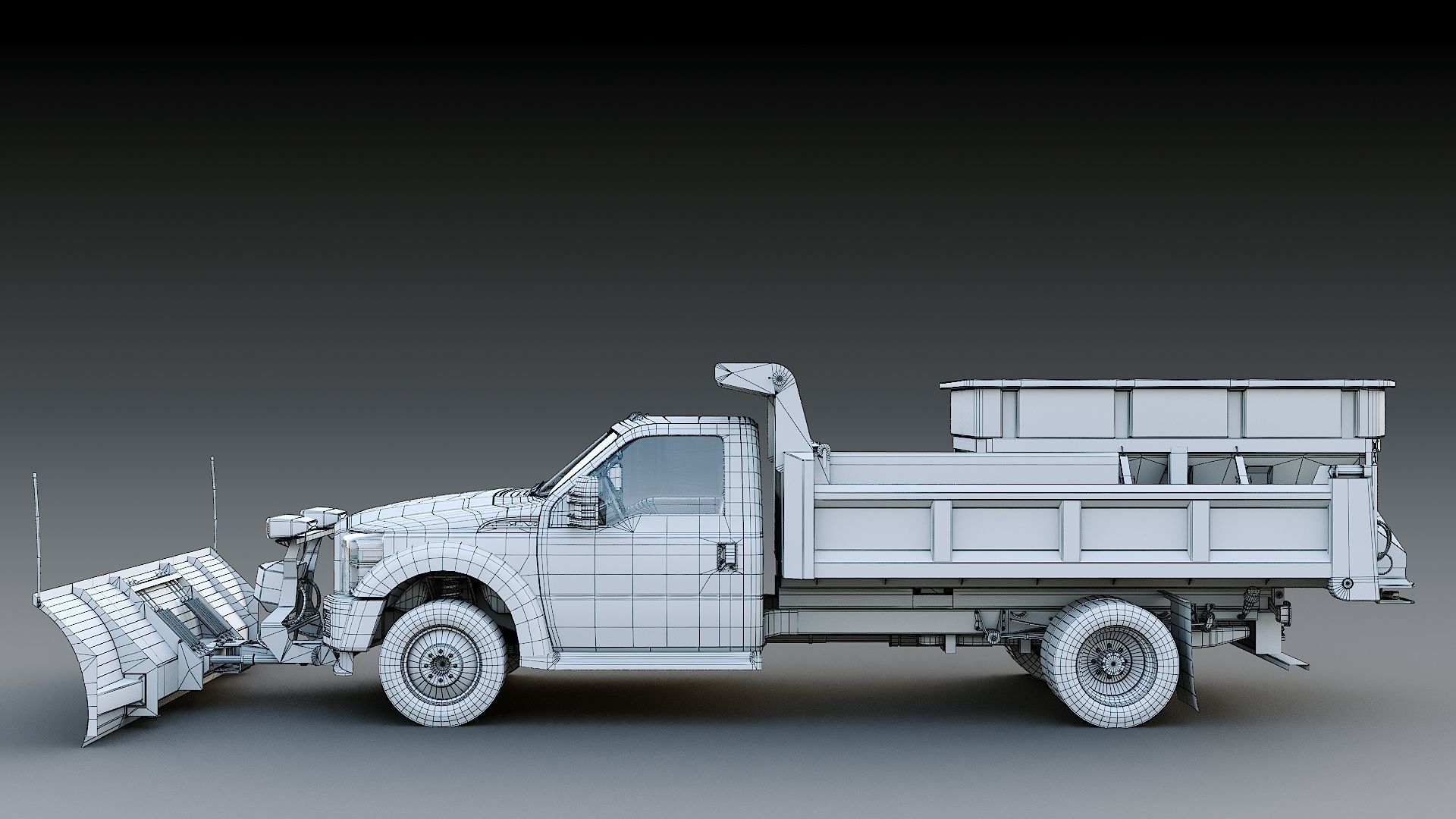 Dump truck with Snowplow Low-poly 3D model_41