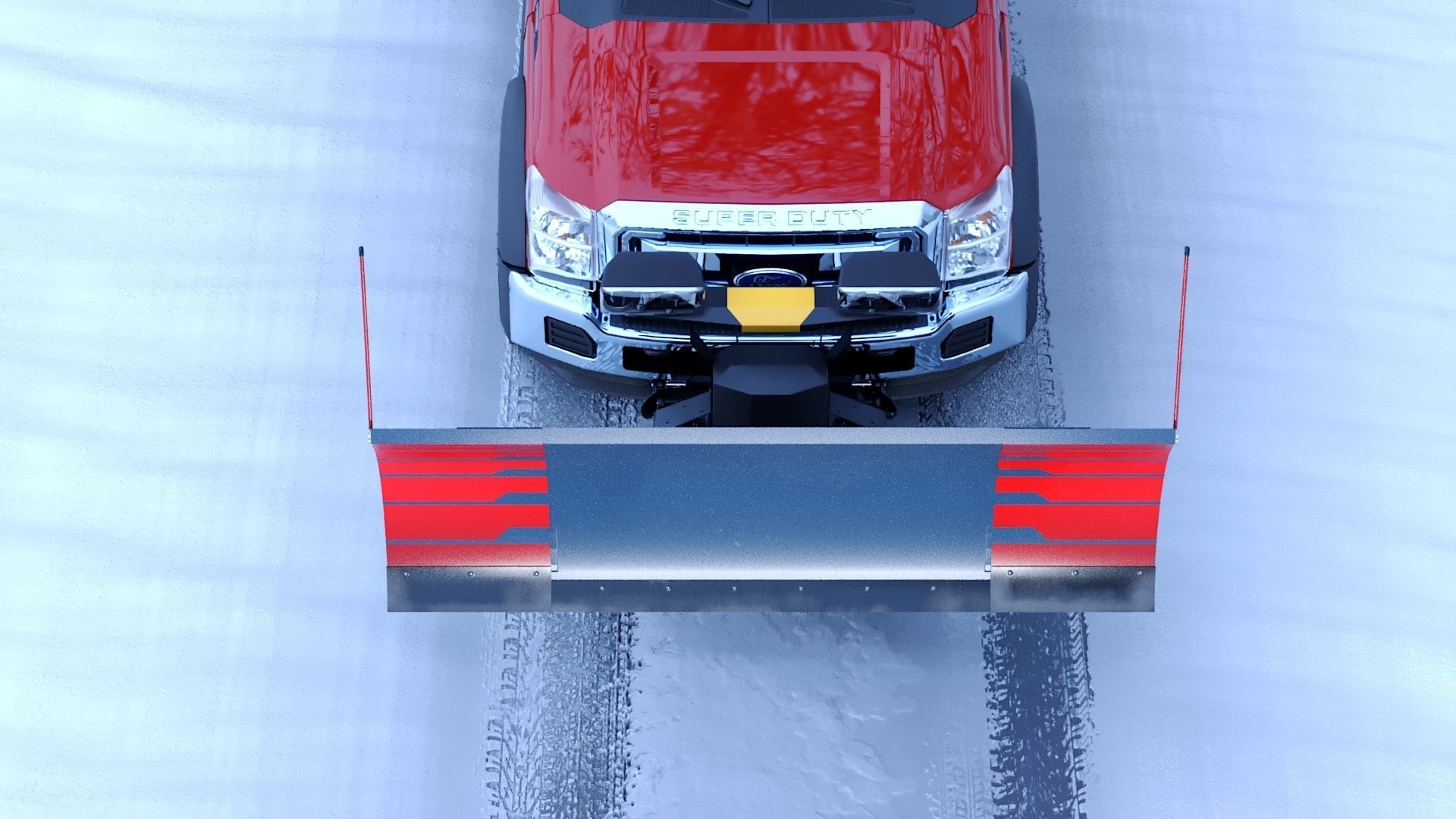 Dump truck with Snowplow Low-poly 3D model_35