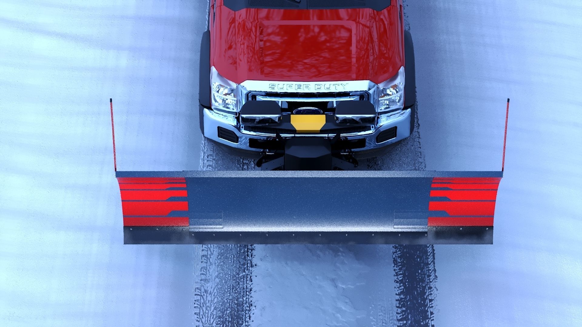 Dump truck with Snowplow Low-poly 3D model_34