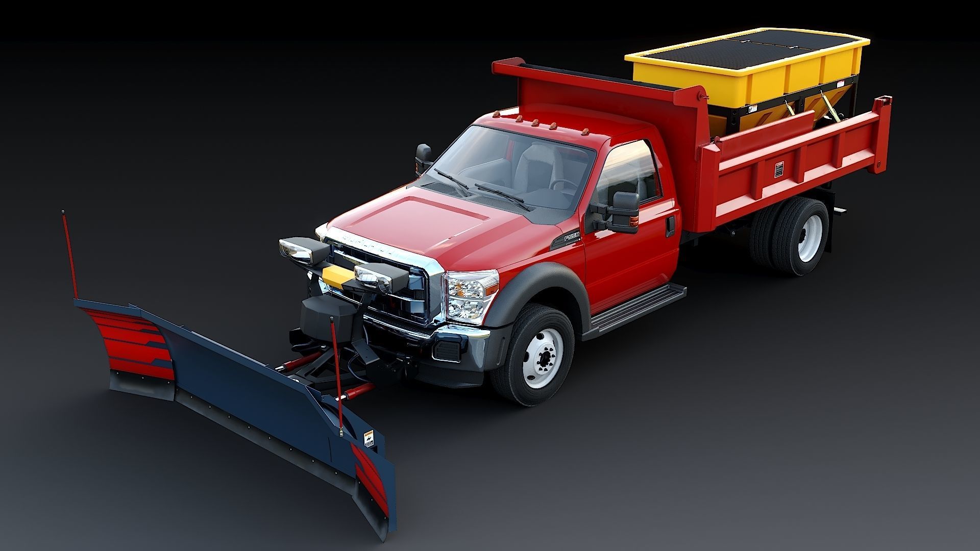 Dump truck with Snowplow Low-poly 3D model_10