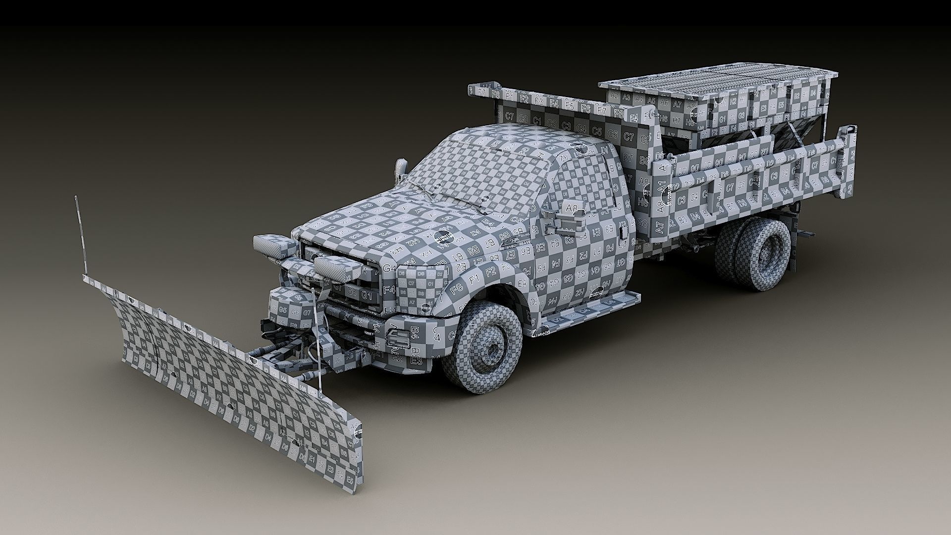 Dump truck with Snowplow Low-poly 3D model_51