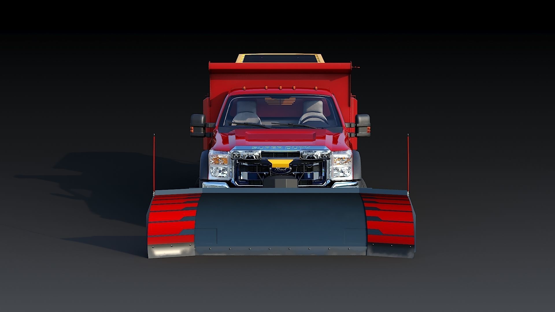 Dump truck with Snowplow Low-poly 3D model_4