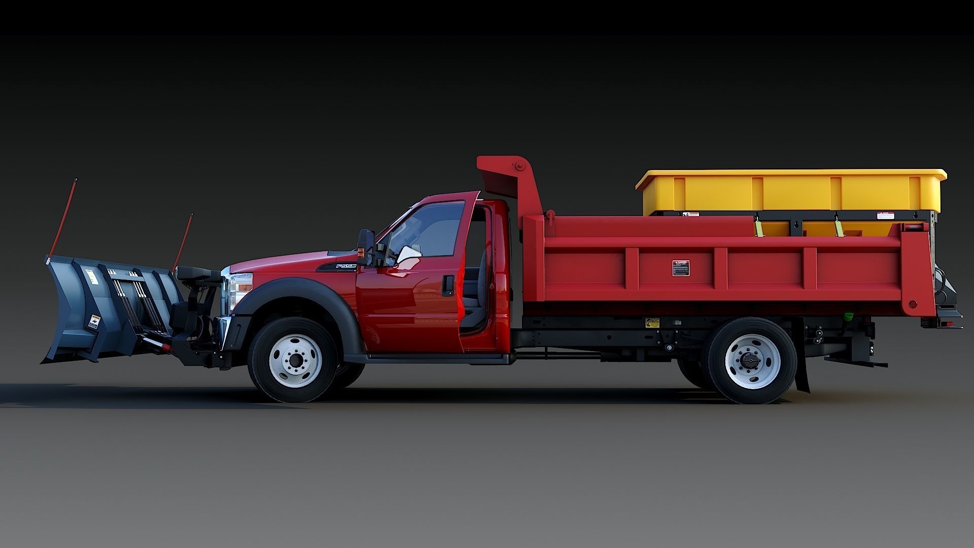 Dump truck with Snowplow Low-poly 3D model_6