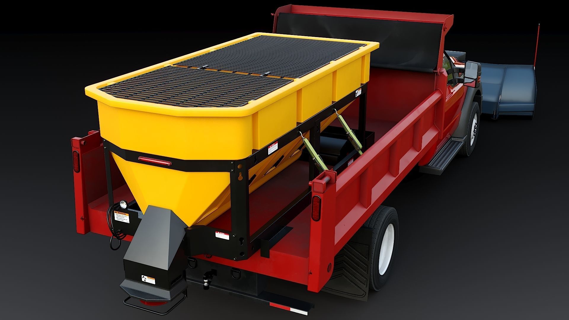 Dump truck with Snowplow Low-poly 3D model_11