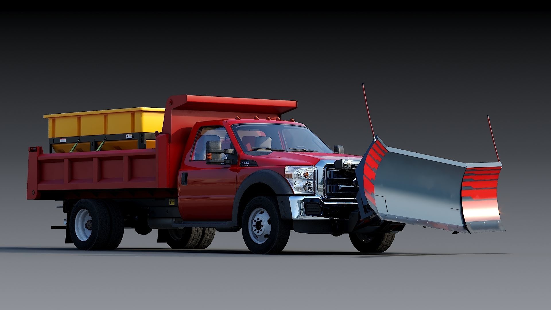 Dump truck with Snowplow Low-poly 3D model_5