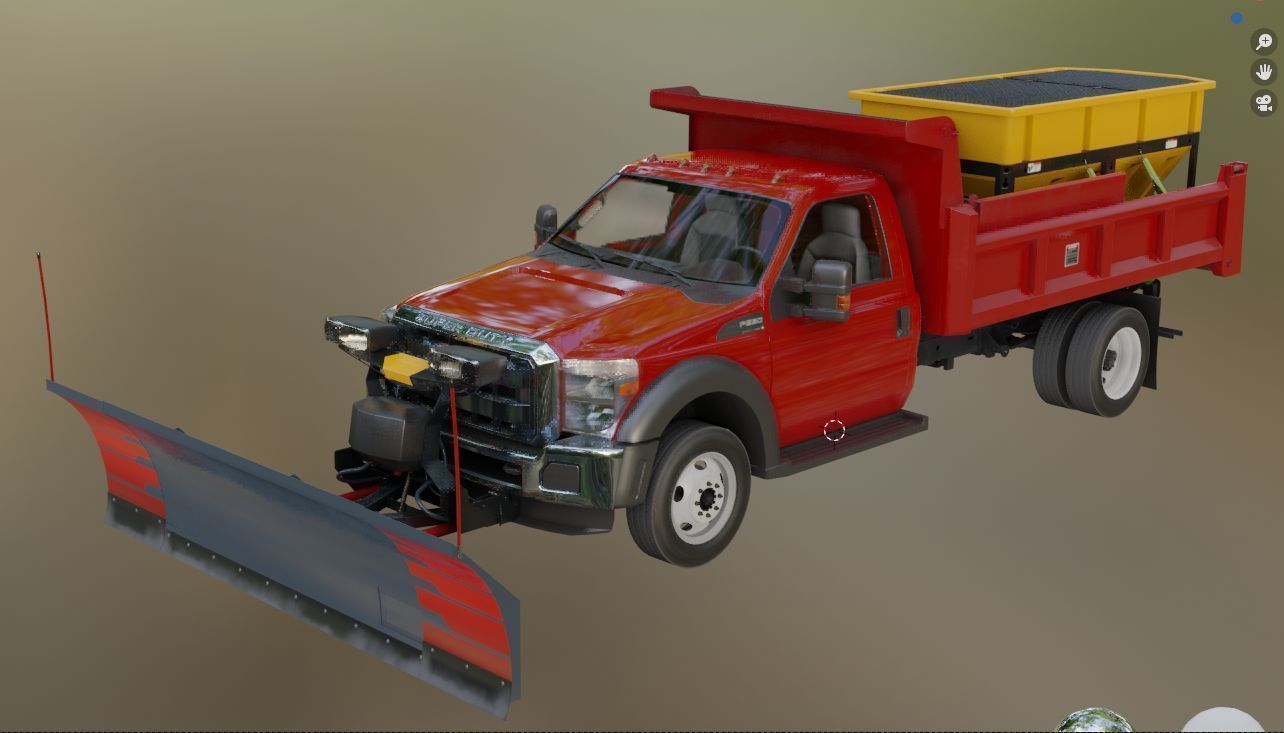 Dump truck with Snowplow Low-poly 3D model_55