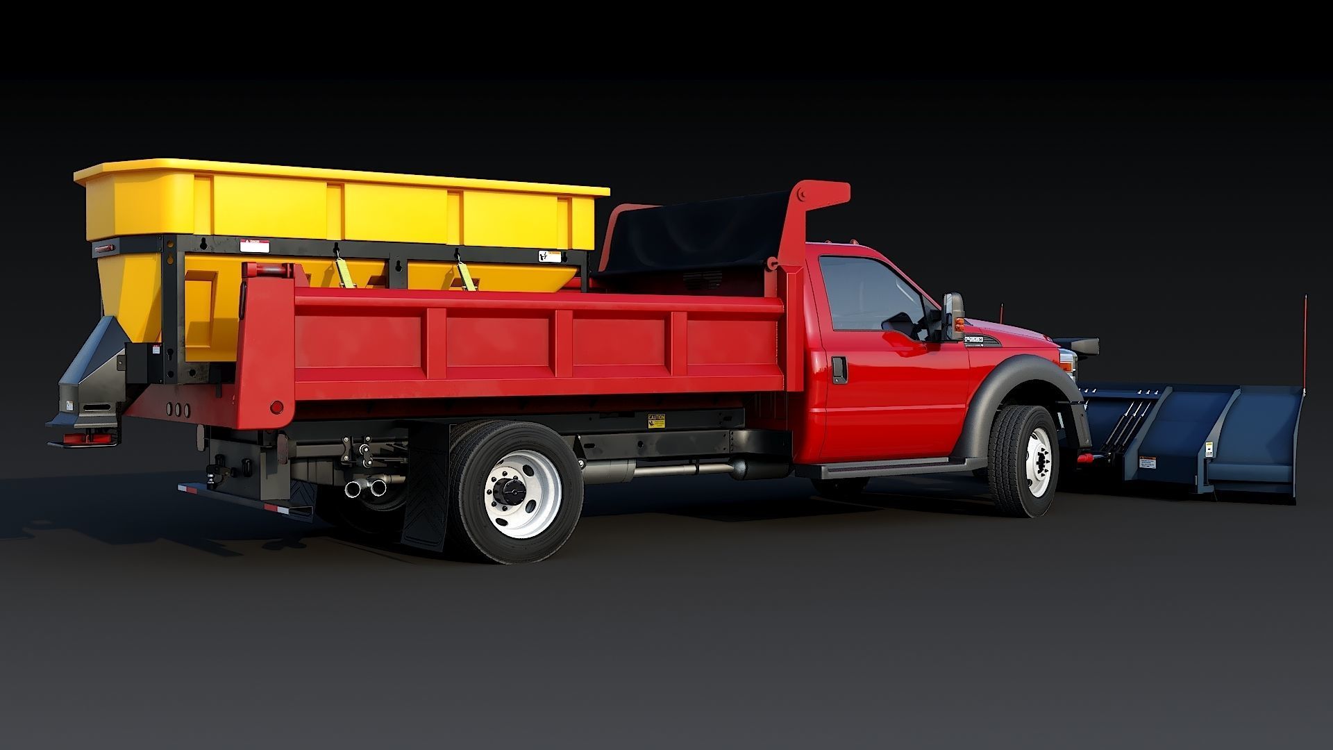 Dump truck with Snowplow Low-poly 3D model_9