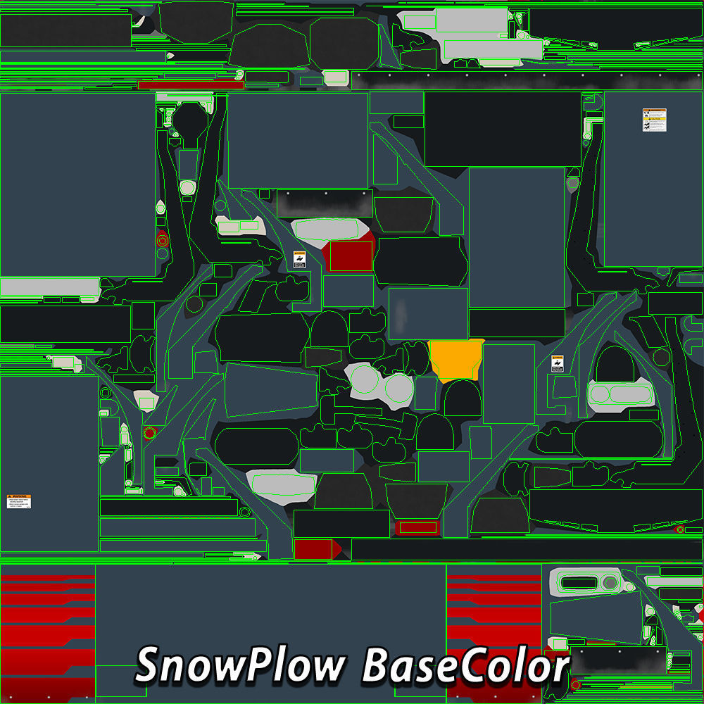 Dump truck with Snowplow Low-poly 3D model_64