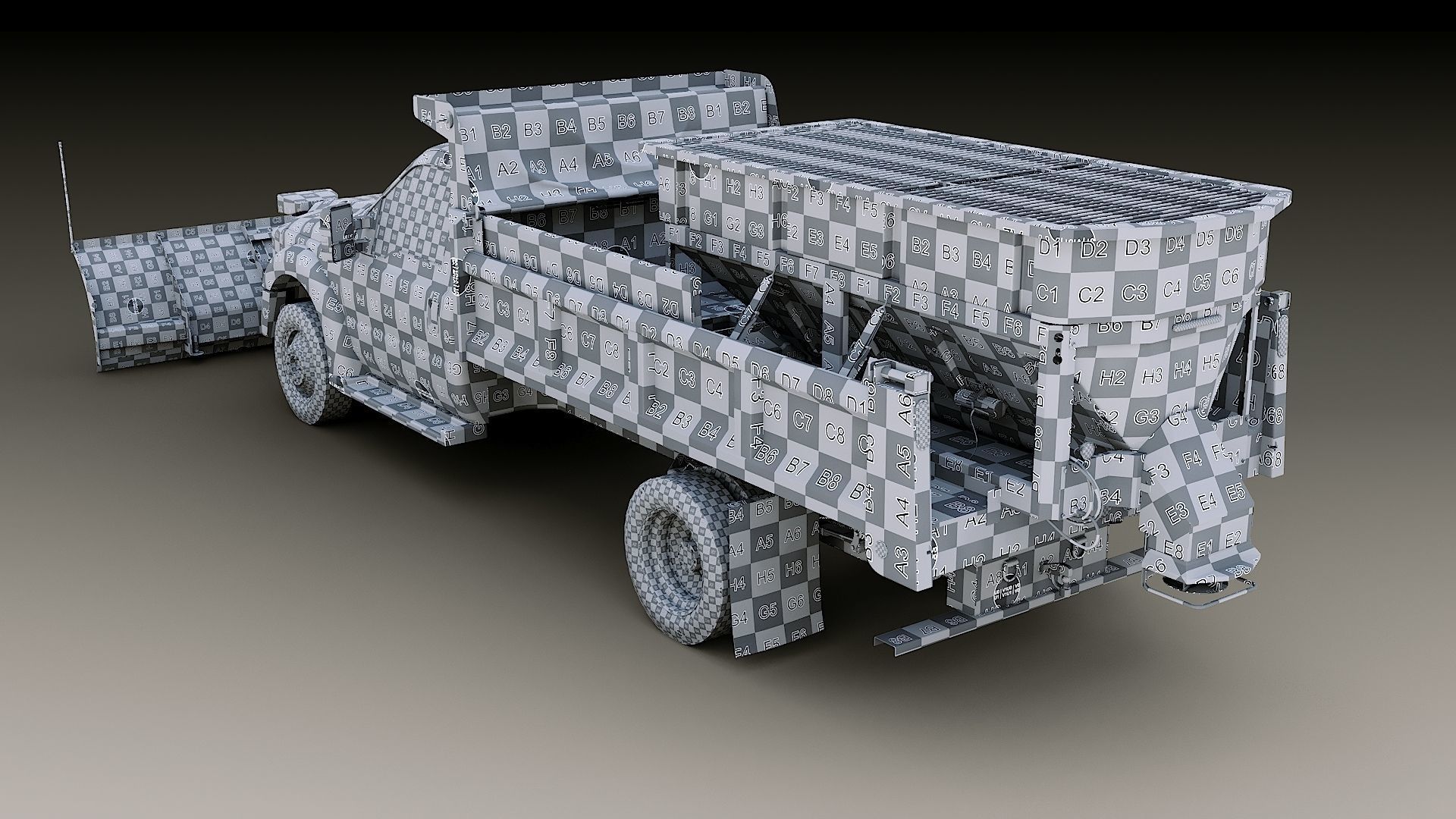 Dump truck with Snowplow Low-poly 3D model_52
