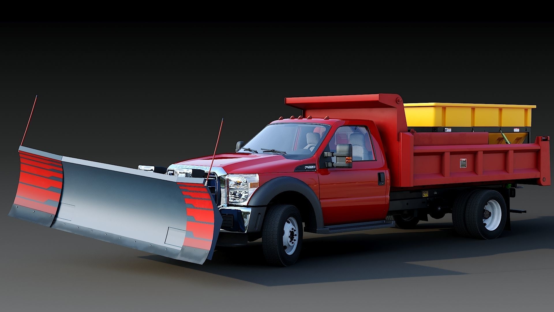 Dump truck with Snowplow Low-poly 3D model_3