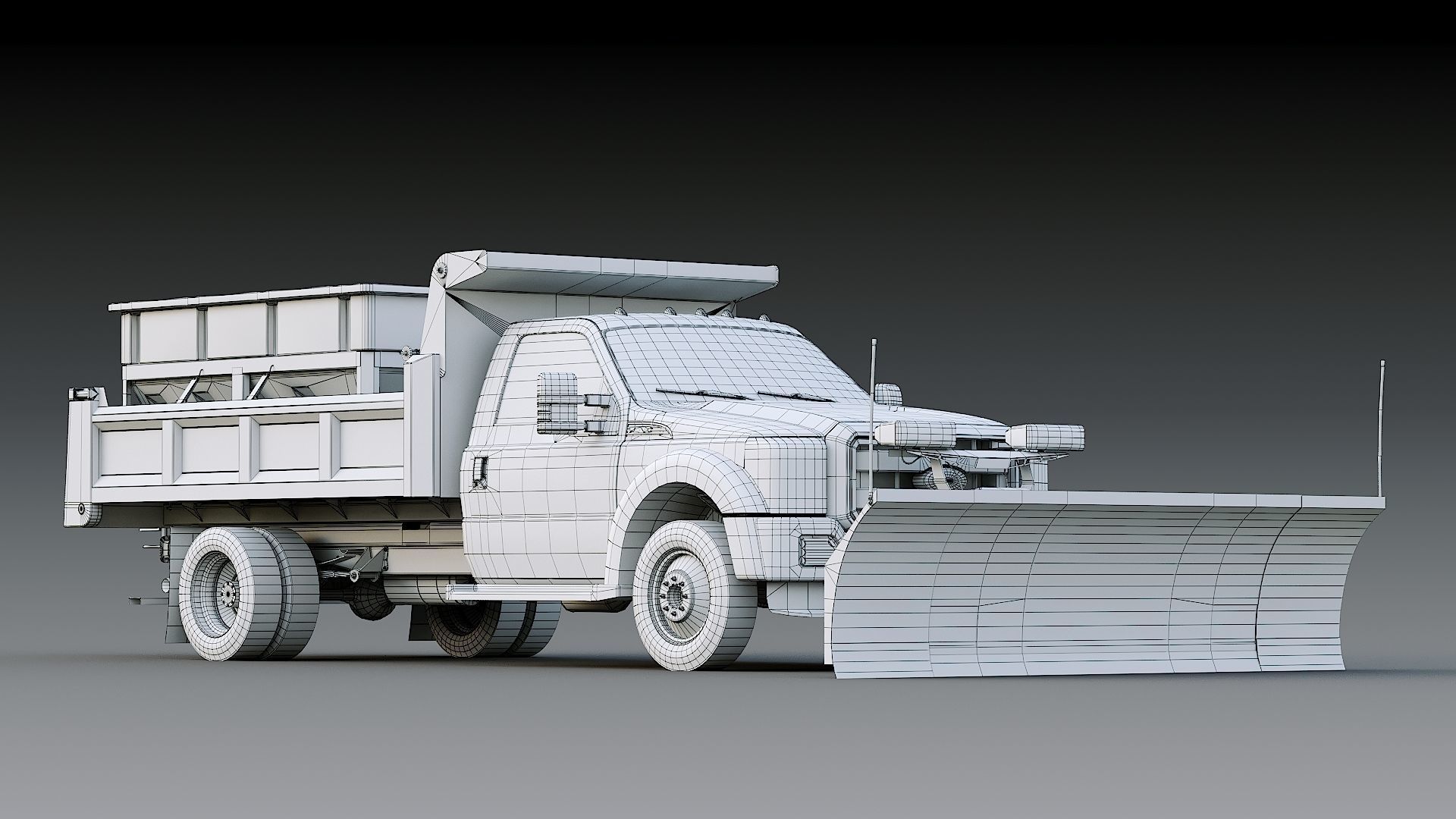 Dump truck with Snowplow Low-poly 3D model_40