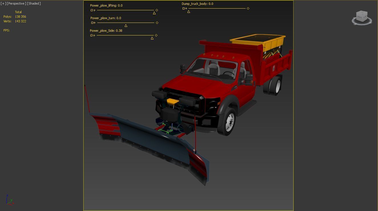 Dump truck with Snowplow Low-poly 3D model_56