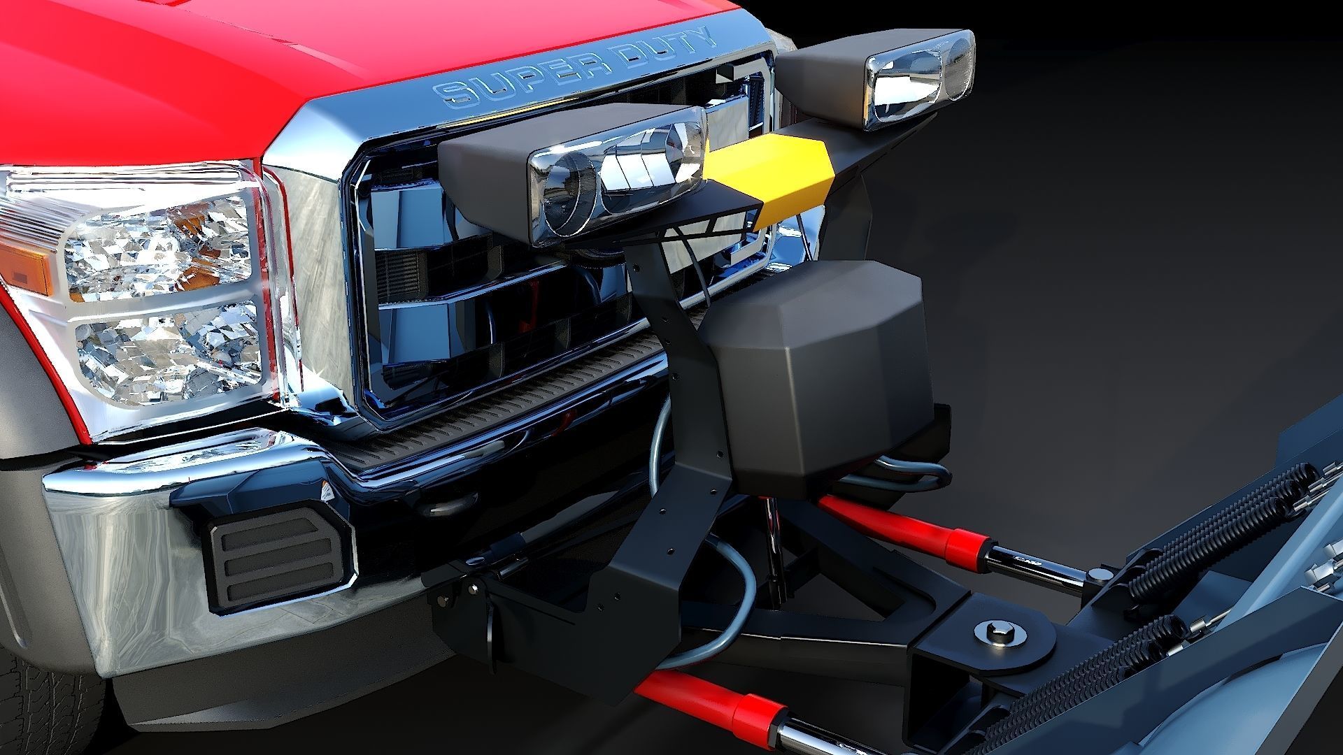 Dump truck with Snowplow Low-poly 3D model_12