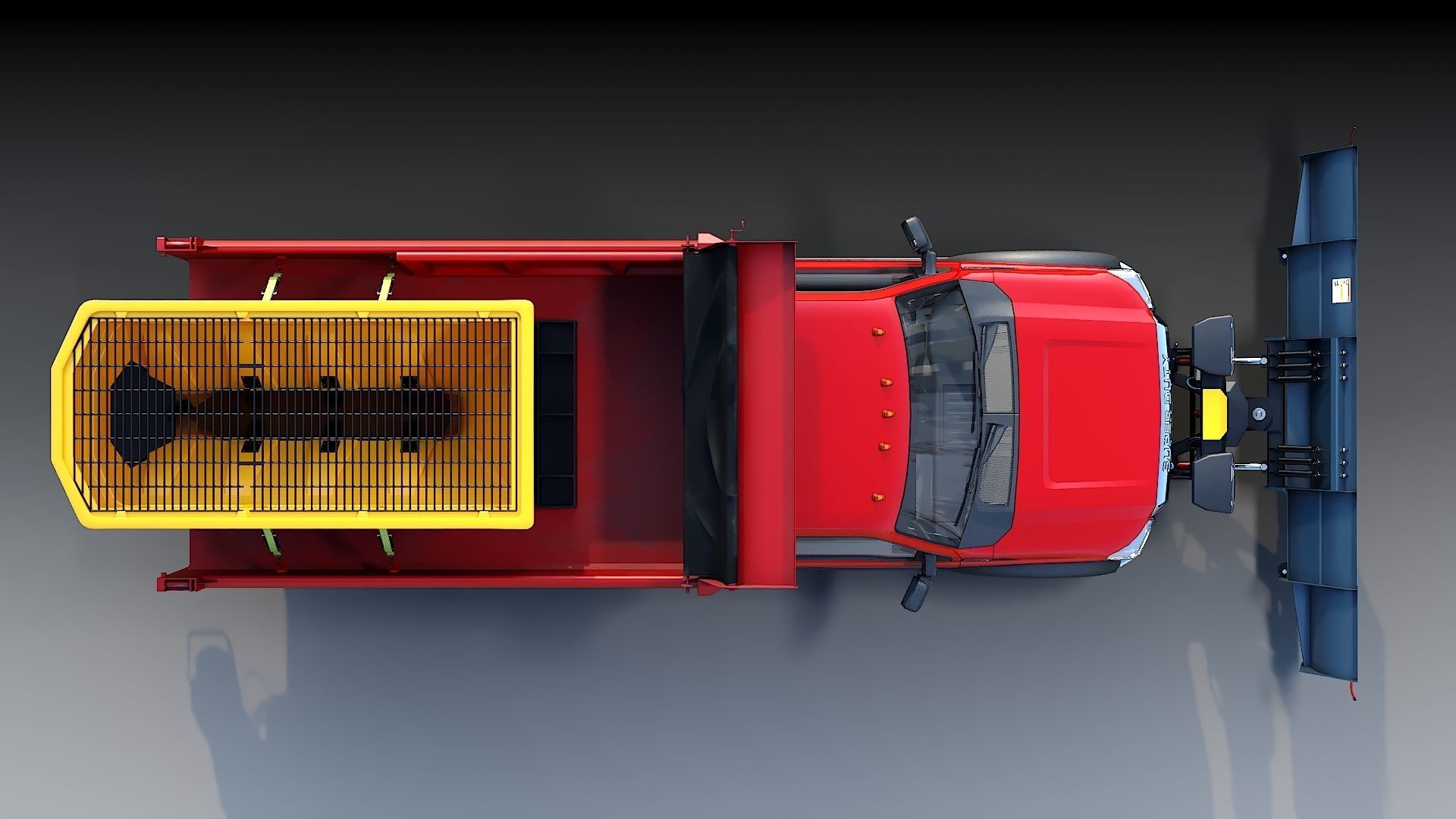 Dump truck with Snowplow Low-poly 3D model_13