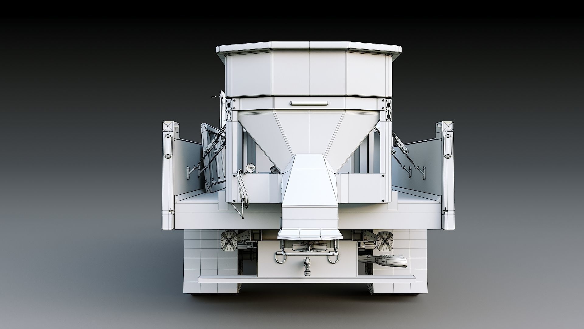 Dump truck with Snowplow Low-poly 3D model_44