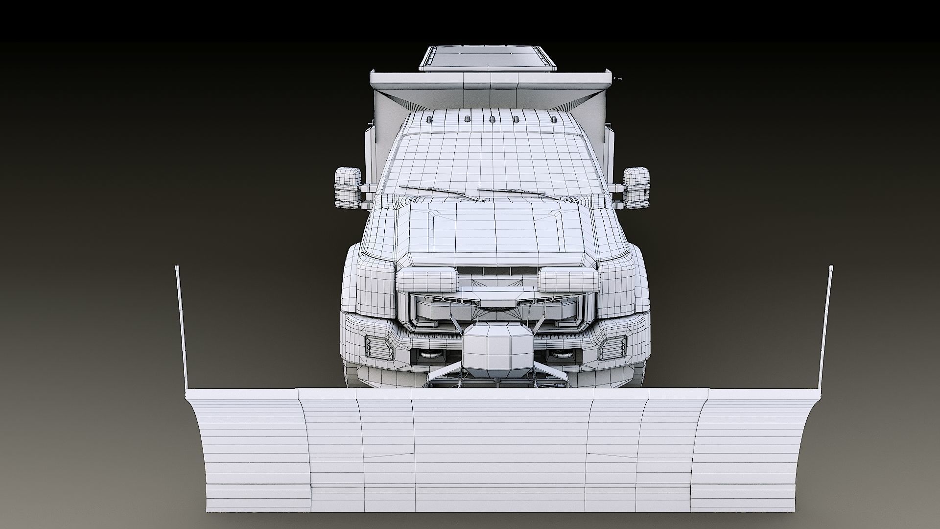 Dump truck with Snowplow Low-poly 3D model_50