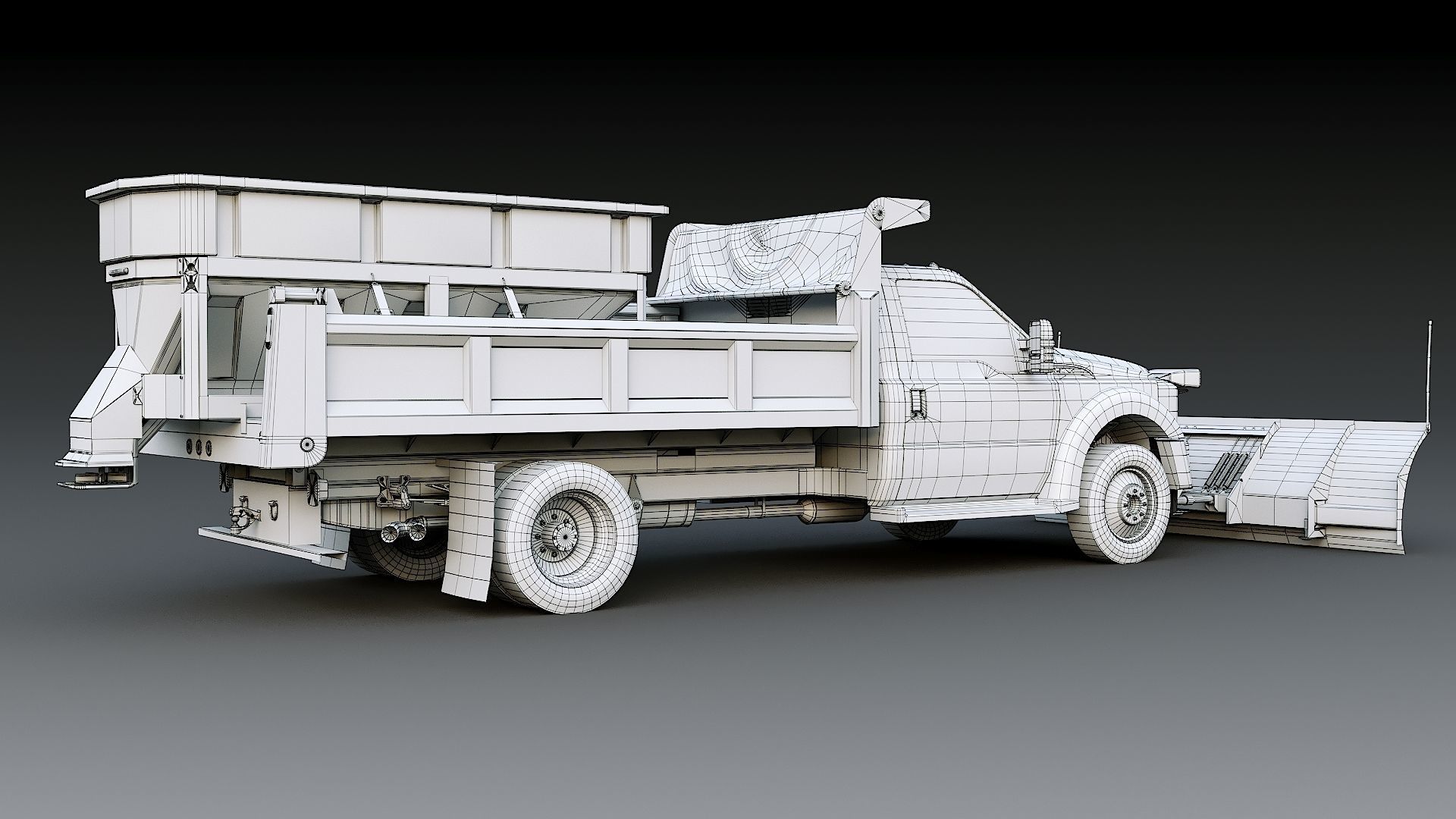 Dump truck with Snowplow Low-poly 3D model_45
