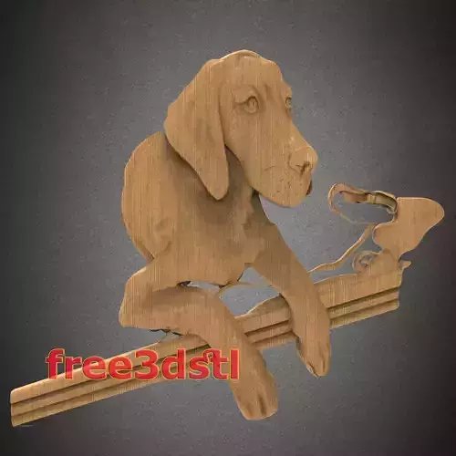 dog 3D STL Model for CNC Router 