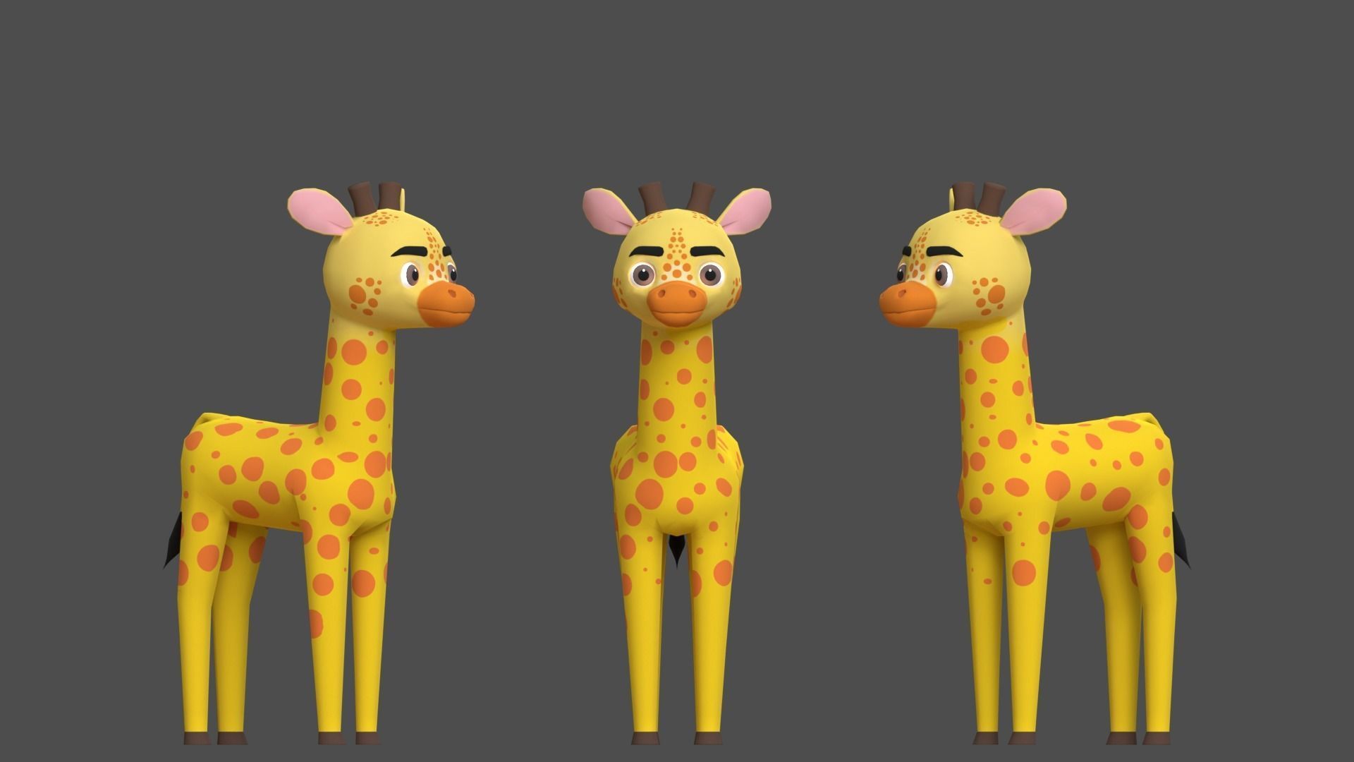 Giraffe Cartoon Animal Character Low-poly 3D model_8