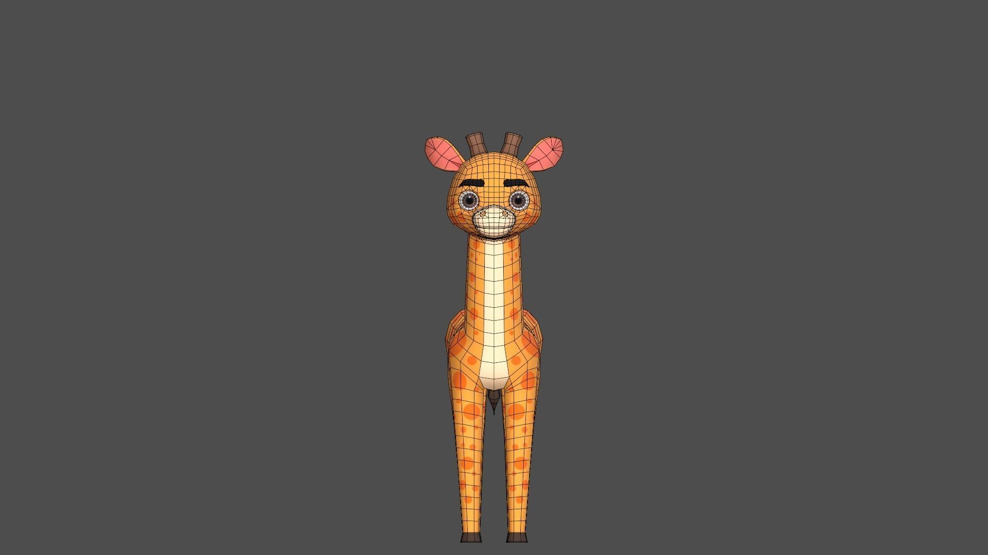 Giraffe Cartoon Animal Character Low-poly 3D model_30