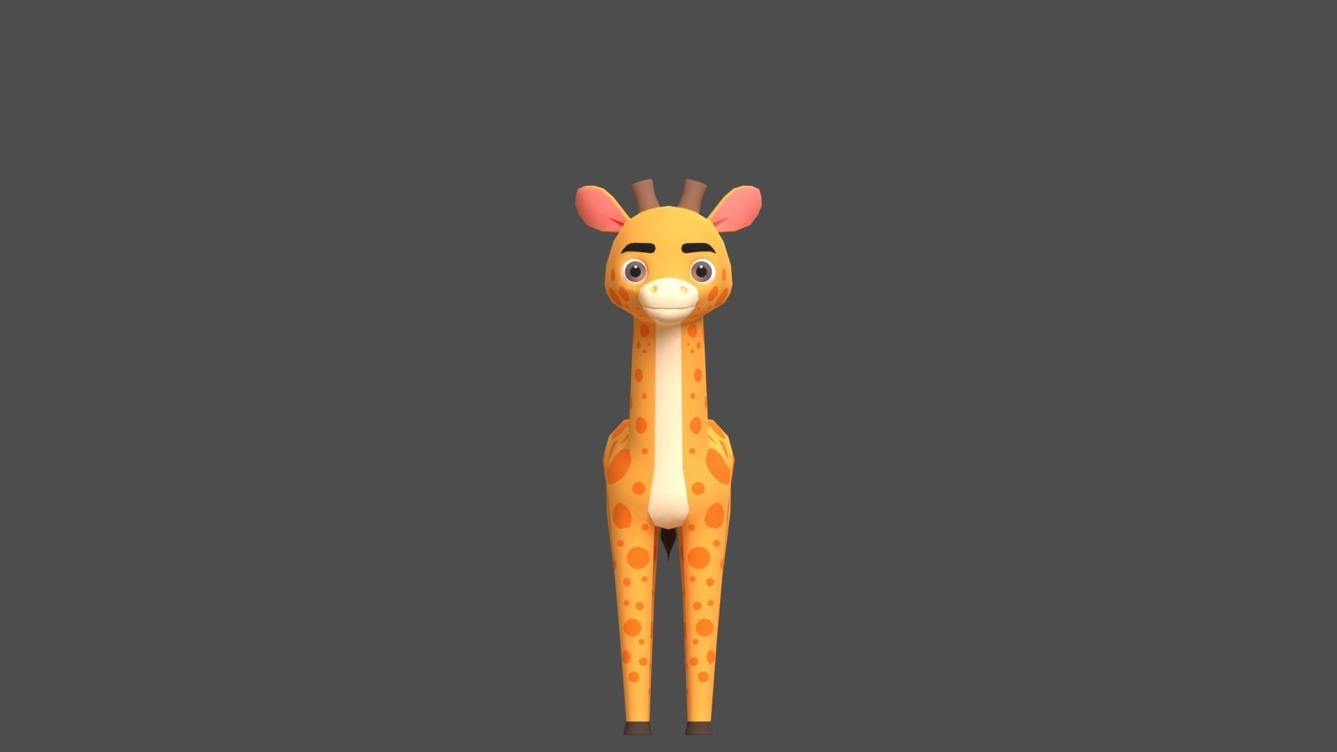 Giraffe Cartoon Animal Character Low-poly 3D model_14