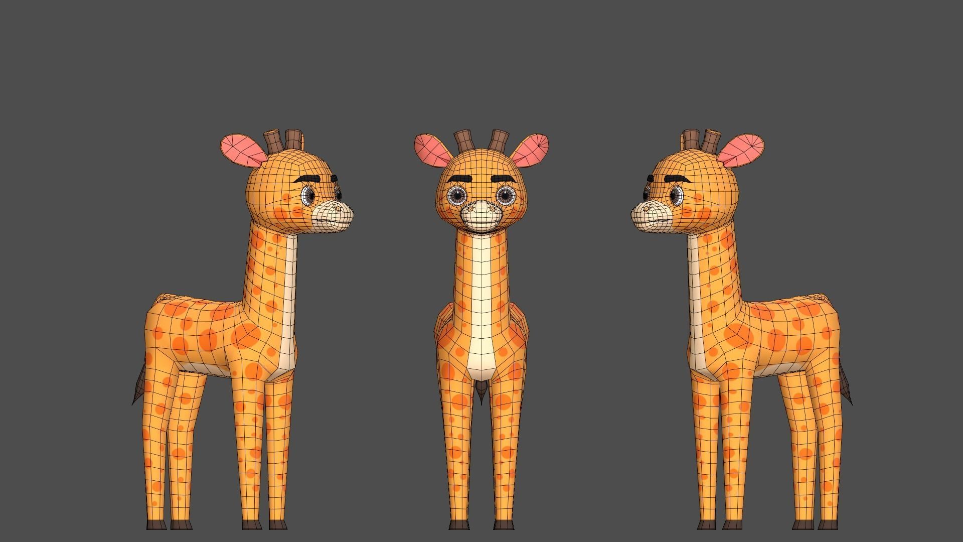 Giraffe Cartoon Animal Character Low-poly 3D model_13