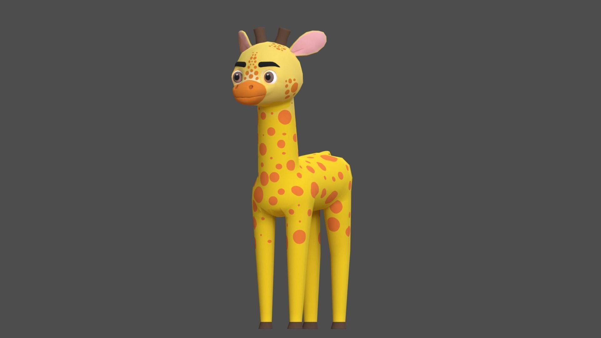 Giraffe Cartoon Animal Character Low-poly 3D model_5