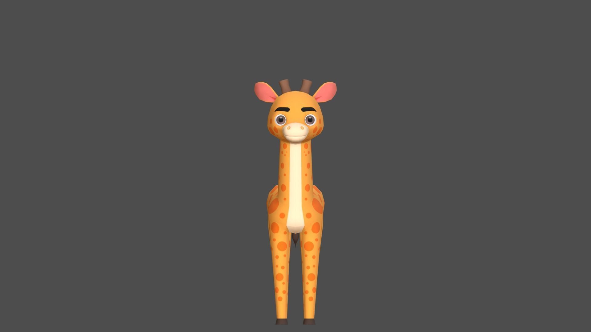 Giraffe Cartoon Animal Character Low-poly 3D model_18