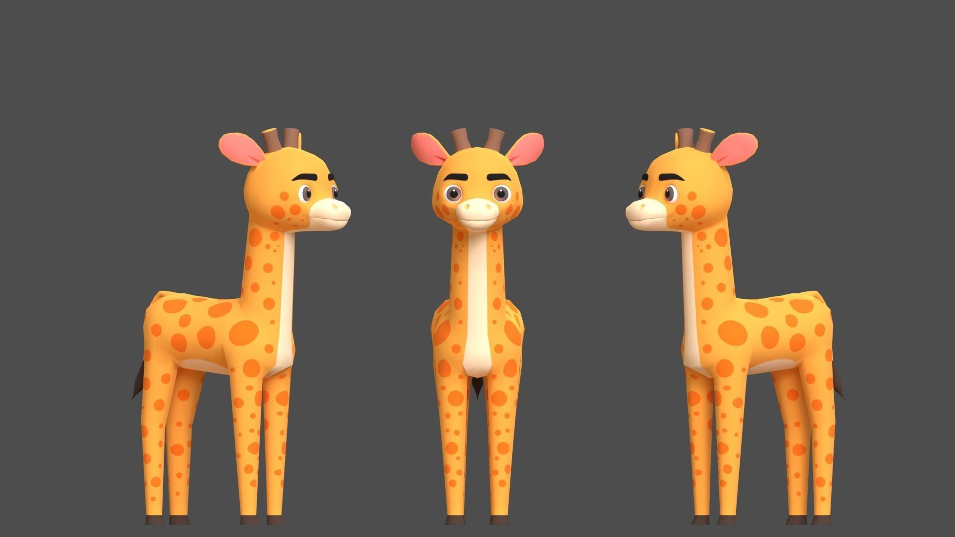 Giraffe Cartoon Animal Character Low-poly 3D model_7