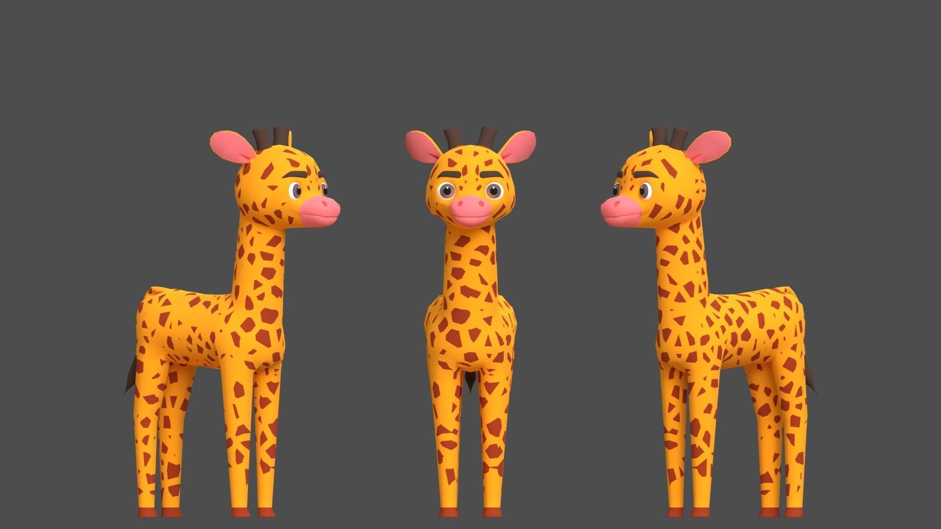Giraffe Cartoon Animal Character Low-poly 3D model_9