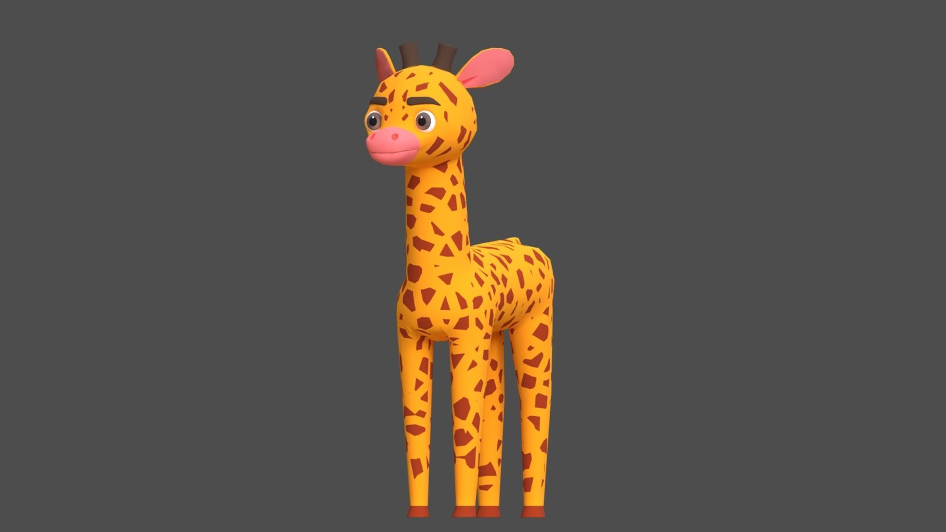 Giraffe Cartoon Animal Character Low-poly 3D model_6