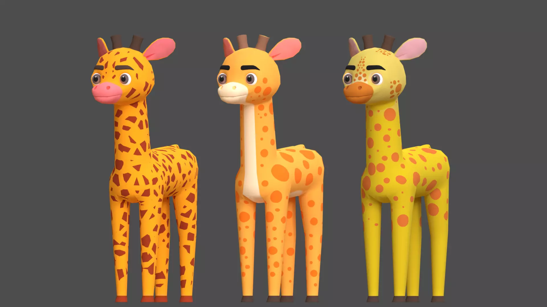 Giraffe Cartoon Animal Character Low-poly 3D model_0