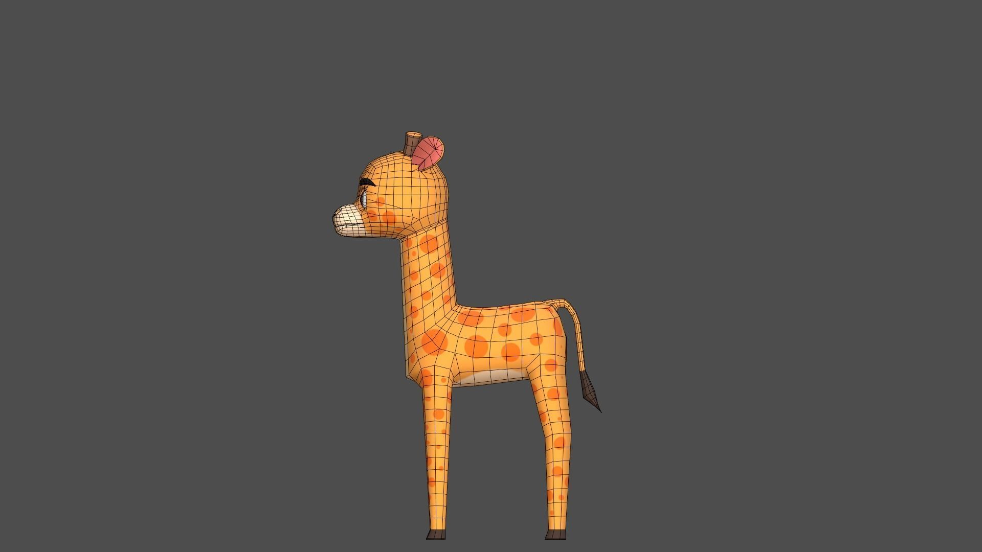 Giraffe Cartoon Animal Character Low-poly 3D model_33