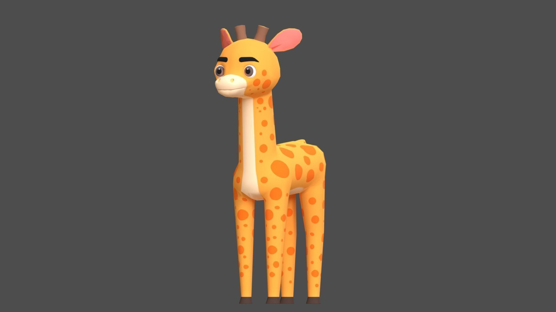 Giraffe Cartoon Animal Character Low-poly 3D model_4