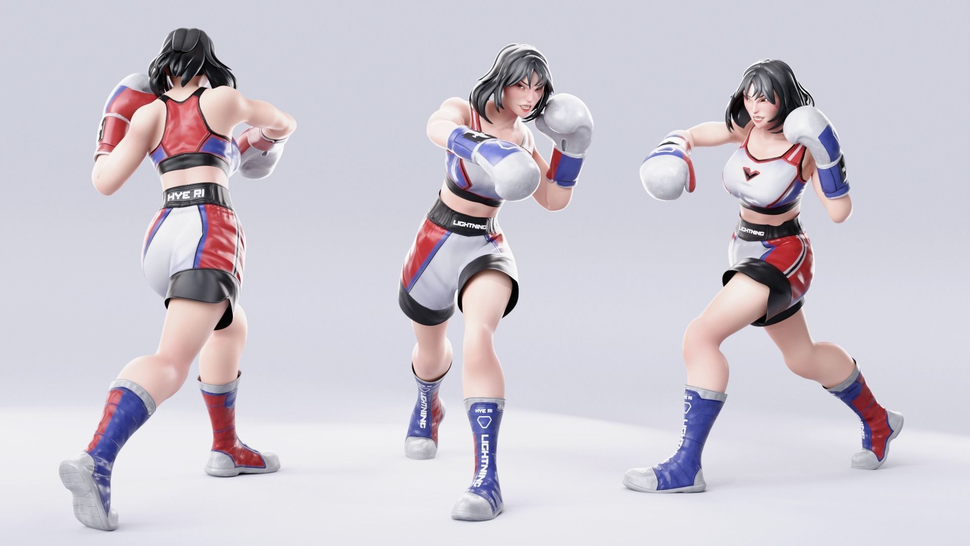 Low Poly Boxer - MMA Fighter - Hye Ri Low-poly 3D model_7