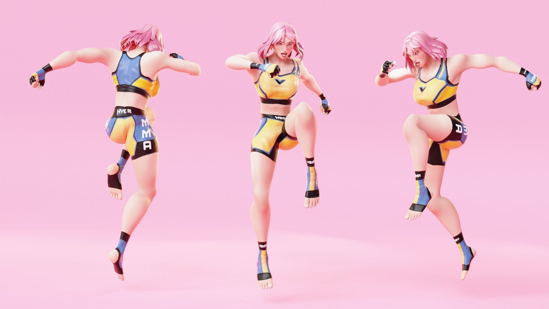 Low Poly Boxer - MMA Fighter - Hye Ri Low-poly 3D model_11