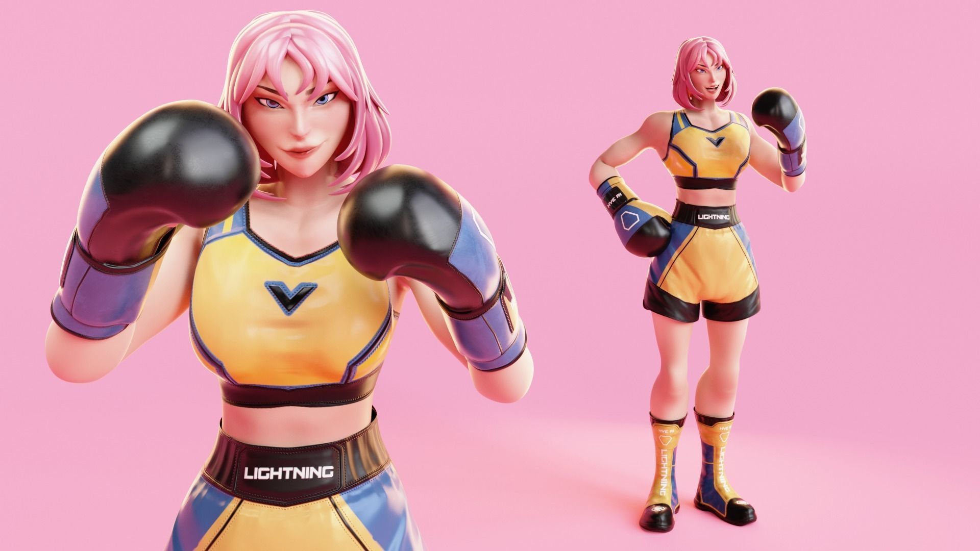 Low Poly Boxer - MMA Fighter - Hye Ri Low-poly 3D model_8