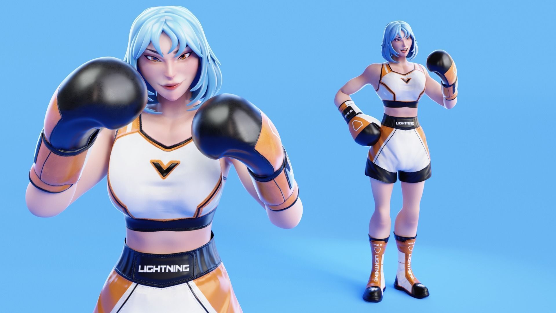 Low Poly Boxer - MMA Fighter - Hye Ri Low-poly 3D model_9