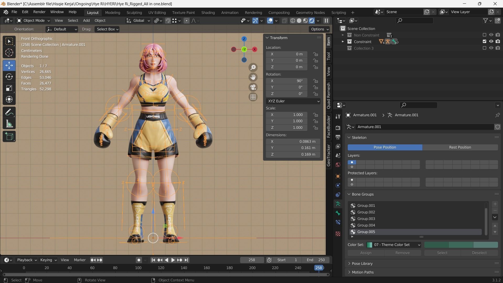 Low Poly Boxer - MMA Fighter - Hye Ri Low-poly 3D model_19