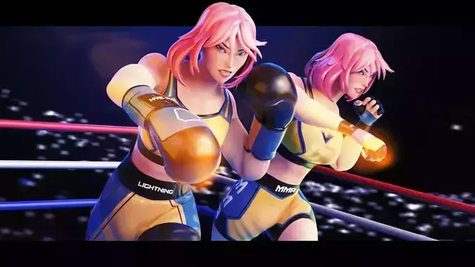 Low Poly Boxer - MMA Fighter - Hye Ri Low-poly 3D model