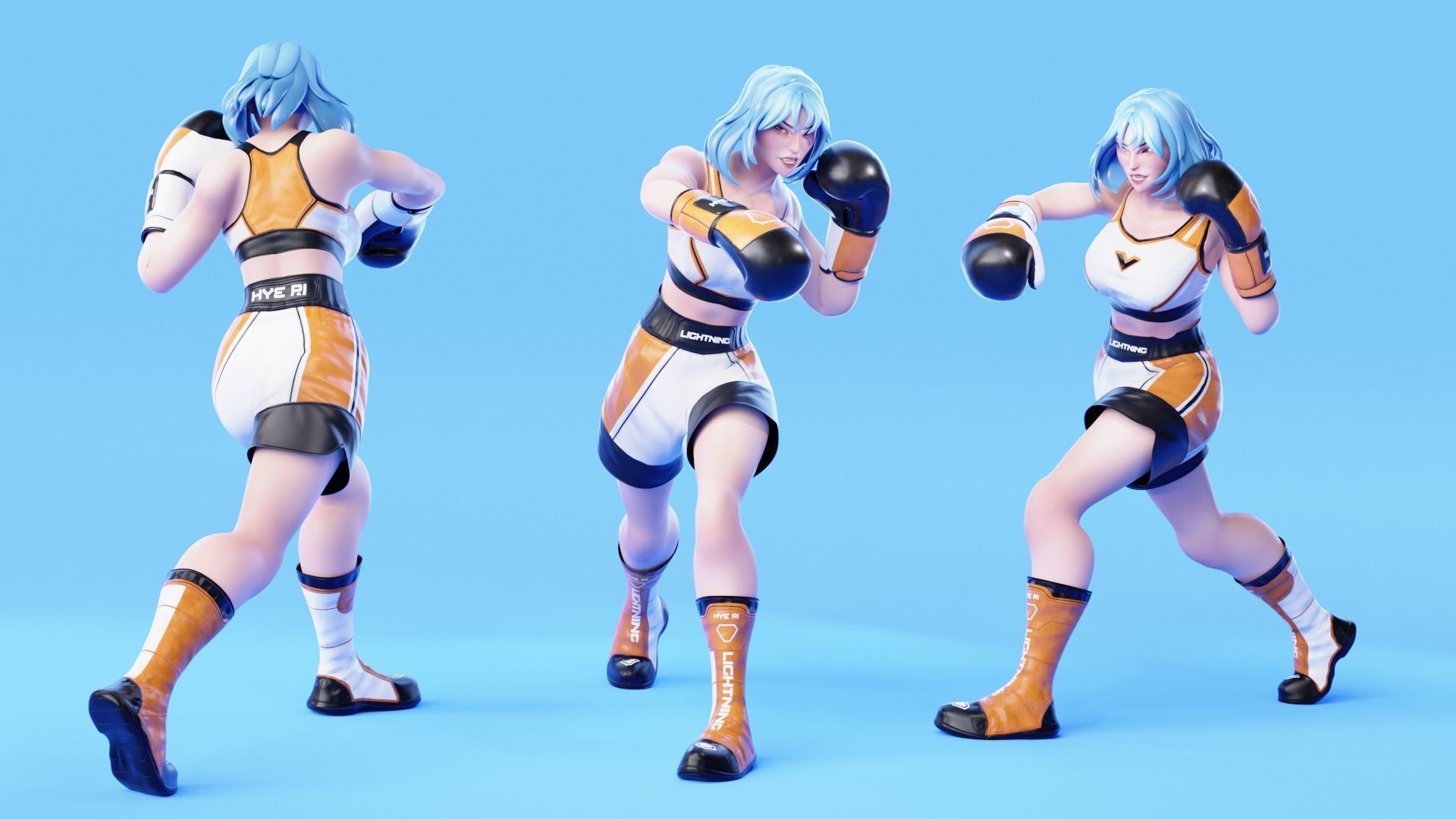 Low Poly Boxer - MMA Fighter - Hye Ri Low-poly 3D model_6