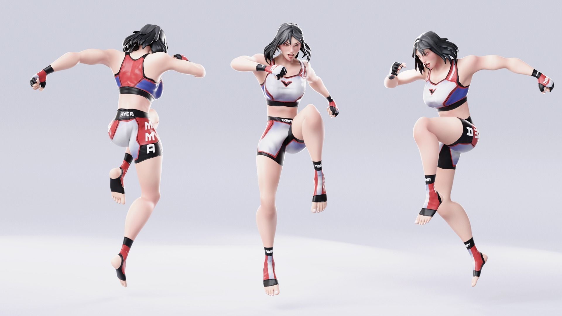 Low Poly Boxer - MMA Fighter - Hye Ri Low-poly 3D model_13
