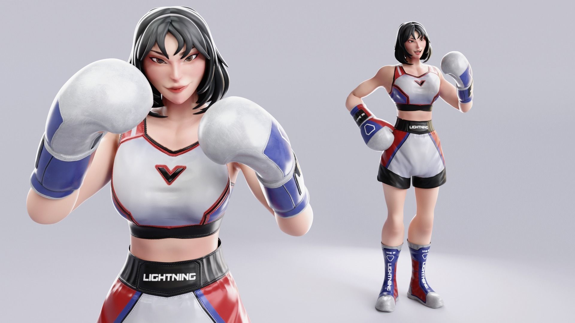 Low Poly Boxer - MMA Fighter - Hye Ri Low-poly 3D model_10